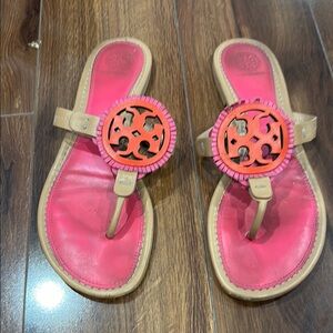Tory Burch Pink and Tan Sandals